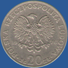 20 злотых Польши 1976 года